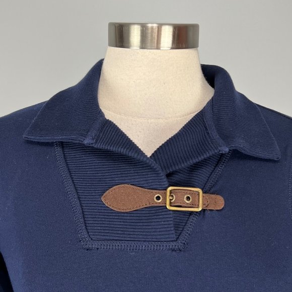 Lauren Ralph Lauren LRL Blue Cotton Knit Sweater Dress Buckle Collar size Small - Picture 3 of 10